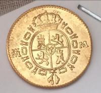 【YD】 24K-Gold plated!  1 COIN! 1788 SPANISH 1/2 ESCUDOS DOUBLOON!