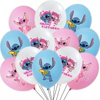 12pcs Disney Stitch Angel 12 Inch Latex Balloons Boys Girls Birthday Party Decorations Toys For Kids Baby Shower Party Supplies