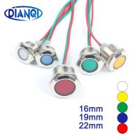 16/19/22 Metal LED Warning indicator light Waterproof Signal Lamp Pilot Wires switch 3-6V 12-24V 110-220V red blue with wires