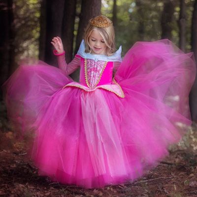 〖jeansame dress〗เจ้าหญิงเจ้าหญิงนอนความงาม Aurora บอลชุดสำหรับสาวๆที่สง่างามสีชมพูพรรคชุดเด็กคริสต์มาสปีใหม่แฟนซีบทบาทการเล่นเครื่องแต่งกาย