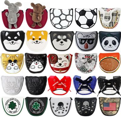 Golf Mallet Putter Covers Magnetic/Magic Tape Closure Synthetic Leather Multi Style Panda Cat Akita Durable Soft Golf Headcovers