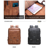 JEEP BULUO Men 15.6" Laptop School Bag Men Leather Backpacks Travel Multi Male Mochila Military camouflage style