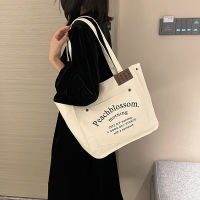 tote letter shoulder bag กระเป๋าผ้าใบสะพายไหล่ รุ่น Peachblossom morning พร้อมส่ง