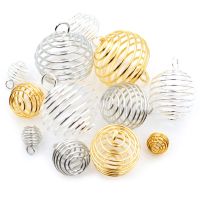 【YF】 10-30 Pçs/lote 9-25 milímetros Espiral de Metal Contas Gaiolas Pingentes Oco Bead Caps Para Encantos Jóias tomada Suprimentos Acessórios