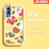 เคส JIUMOO สำหรับ VIVO Y72 5G Y52 5G Y75s 5G เคสแฟชั่นดอกไม้สวยสีสันสดใสน่ารักกล้องมอนสเตอร์น้อยนิ่มสำหรับเลนส์กันกระแทกแบบใสเคสมือถือเรียบง่ายฝาครอบป้องกันซิลิโคนความคิดสร้างสรรค์โปร่งใส