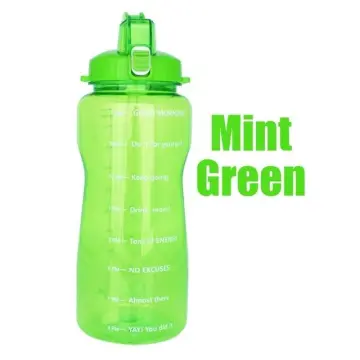 Drinking Bottle with Straw BPA Free 3.78Litre Big Water Bottle Time Green  Pink