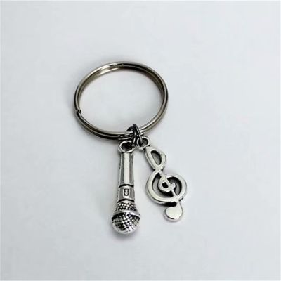 Charm Keychain with Microphone and Treble Clef  Creative Gift for Music Teacher  Music Lover Gift  Bag Charm  Fashion Accessory Key Chains