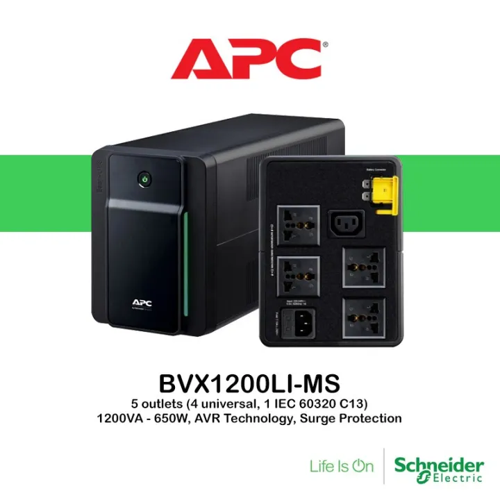 Ready Stock】 APC UPS 1200VA650W Uninterruptible Power Supply (BVX1200LIMS, Easy UPS, 5 Outlet