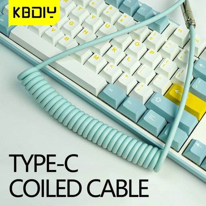sfo7 KBDiy Coiled Cable Type C Wire Mechanical Keyboard For GK61 Anne