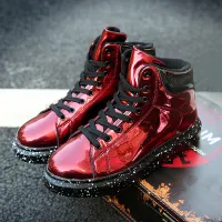 High Top แฟชั่น Glitter Casual Men รองเท้า Hip Hop รองเท้าสีแดงลื่นผู้ชายรองเท้าผ้าใบผู้ชายรองเท้าคู่ Zapatillas Hombre