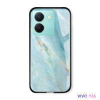 Volans สำหรับ Vivo Y36 Y36 5G ลายหินอ่อนสุดหรูเคสมันวาวกระจกเทมเปอร์ด้านหลังขอบนุ่มเคสโทรศัพท์