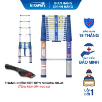 THANG NHÔM RÚT ĐƠN XẾP GỌN NIKAWA Chiều cao tối đa 3.8-4.8m Bảo hành 18 tháng Tặng kèm đệm cao su NK-32, NK-38, NK-44, NK-48