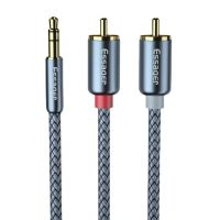 ปลั๊กชุบสายเคเบิล RCA แจ็ค3.5มม. ไปยังตัวแยกสายเคเบิลอะแดปเตอร์2เสียง RCA สำหรับสายสัญญาณเสียงของลำโพงกล่องทีวี