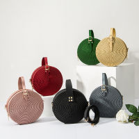 Lady Girls Woven Round Bag 2022 New Trend Messenger Bag Womens Casual Shoulder Hand-held PVC Jelly Bag