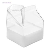 Glass Milk Carton Hand-Blown Clear Glass Box Mini Milk Carton Creamer Breakfast Pie container Glass Cup Mug 7.05 Ounce