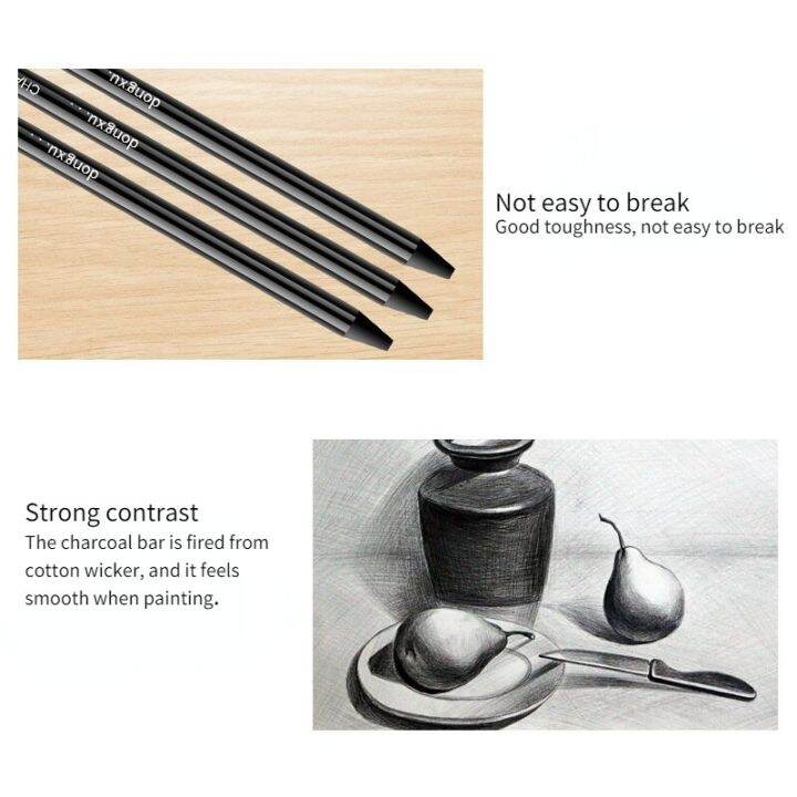 6-packs-of-advanced-black-charcoal-pen-water-soluble-charcoal-thin-strip-sketch-art-charcoal-soft-and-medium-hard-mixed