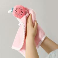 Hand Towel Cartoon Coral Fleece Instantly Absorb Breathable Hanging Hand Towel E6Q4