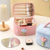 【YD】 Large Capacity Womens Flowers Corduroy Toiletry Storage Makeup