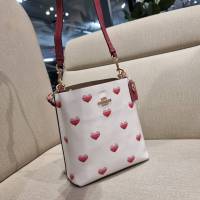 Factory CA249 MOLLIE BUCKET BAG 22 WITH STRIPE HEART PRINT