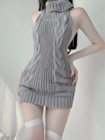 Virgin Killer Cosplay Sweater Bodysuit Hot Sexy Lingerie Hollow Back Halloween Cos Role Play Sleeveless Plus Turtleneck Pullover