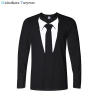 Matsuhara Taeyeon men long sleeve round collar printing Amusing Black tie design Leisure A man of t - shirt XS-4XL-5XL-6XL