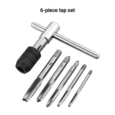 6PCS/Set Tap Drill Wrench Tapping Threading Tool M3 M8 Screwdriver Tap Holder Hand Tool Thread Metric Plug Tap Screw Taps