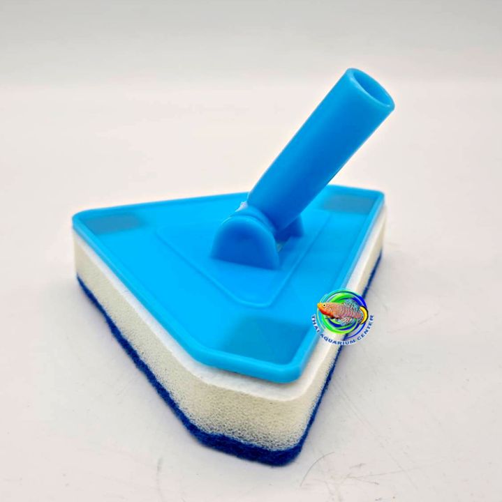 แปรงฟองน้ำขัดตู้ปลา-แปรงขัดตู้-แปรงฟองน้ำ-ด้ามสีฟ้า-ปรับด้ามได้-180-องศา-glass-cleaning-brush