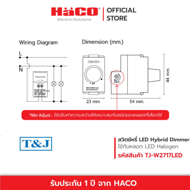 haco-สวิตช์หรี่ไฟแอลอีดี-led-dimmer-switch-220v-รุ่น-tj-w2717led