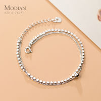 Modian Trendy Irregular Sequins Little Balls Bracelet for Women 925 Sterling Silver Simple Double Layer Chain Fine Jewelry Gift