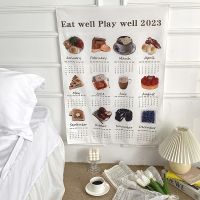 【CW】✼☄♣  Wall Hanging Tapestry for Dormitory Bedroom 2023 Calendar Fabric Decorations Room Photo Props