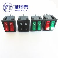 YYT 2PCS Double rocker switch Red and green with light 2Gear 6Pin power button switch electric baking pan electric heater switch