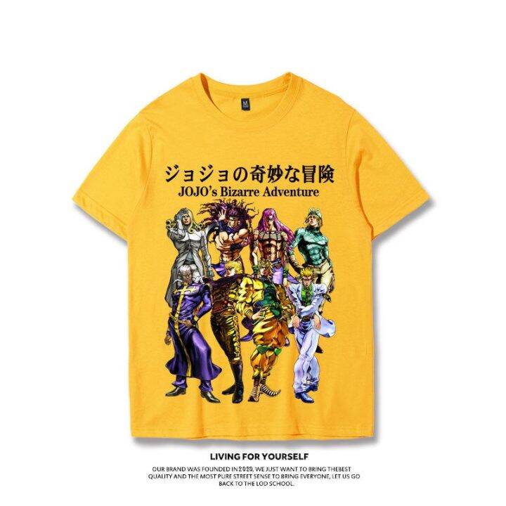 jojo-s-bizarre-adventure-co-branded-เสื้อยืด-jotaro-kujo-kira-yoshikage-ญี่ปุ่นอะนิเมะอุปกรณ์ต่อพ่วงแขนสั้นชายแนวโน้ม