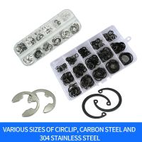 Washer 304 Washer Circlip Ring Kit C-type Elastic Seals Snap Retaining Washers Circlip Snap Retaining Black Washer Carbon steel Nails Screws  Fastener