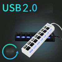 7 Ports USB 2.0 Adapter High Speed Multi-interface Hub Power On/off Independent Switch Indicator Light Seven-bit Splitter