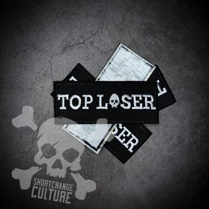 ตัวรีดติดเสื้อ-ตัวรีดลายปัก-อาร์มปัก-top-loser-patch-10cm-l-x4cm-w