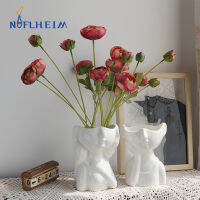 NIFLHEIM White Nordic Ceramic Boy Girl Flower Vase Interior Decoraive Figurines Modern Wide Mouth Plant Pot Table Party Decor