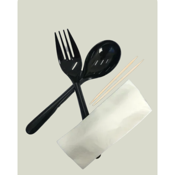 เอโร่-aro-ชุดช้อนส้อม-ชุดช้อนส้อมมีด-กระดาษเช็ดปาก-ไม้จิ้มฟัน-disposable-cutlery-sets-1-แพค-50-ชุด-รหัสสินค้าli2275pf