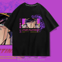 JoJo S Adventure เสื้อยืดแขนสั้นชายหญิง,เสื้อยืดแขนครึ่งแขนทรงหลวมอะนิเมชั่นของญี่ป่นฤดูร้อน0000พ่อแม่เสื้อผ้าเด็ก