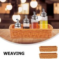 Woven Baskets 2Pcs Small Woven Storage Basket for Tabletop Organizing Silverware Cutlery Jar Holder Woven Basket