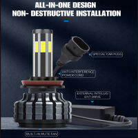 Tennmillion 2ชิ้น H3 H1 H7 H8 9006 9012 H4 9004 9007ไฟหน้ารถมอเตอร์ไซค์แบบ LED H13สว่างมากระบายความร้อนดี IP67กันฝนได้6ด้านข้างปล่อย10000LM 100W 8000K COB Headlamp สำหรับขับรถ
