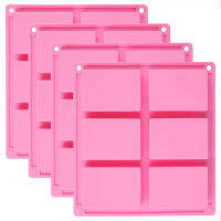 4 Pack Silicone Soap Molds - 6 Cavity Rectangle DIY Soap Molds For Cake, Cupcake, Muffin, Coffee Cake, Pudding and Soap