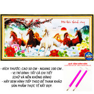 Tranh Đính Đá Giá Rẻ- 8 Ngựa và 6 Hoa Mẫu Đơn May Mắn 27 (Kèm Quà Tặng) - Tranh Minh Hiền (TỰ ĐÍNH ĐÁ) thumbnail