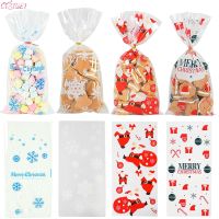 50Pcs Christmas Gift Bag Transparent Plastic Bags For Xmas Home Presents Candies Cookies Store Sale Gift Cookies Wrapping Bags Gift Wrapping  Bags