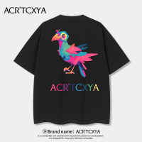 ACRTCA เสื้อยืดแขนสั้นสำหรับใส่ในบ้านนกเสื้อพิมพ์ลายคู่แขนสั้นทรงหลวมแฟชั่นสำหรับทั้งหญิงและชายฤดูร้อน