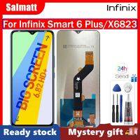 Salmatt หน้าจอเดิมสำหรับ Infinix Smart 6 Plus X6823จอแสดงผล LCD แบบสัมผัสหน้าจอไทเซอร์แทนการประกอบสำหรับ Infinix Smart 6 Plus/X6823พร้อมกรอบกลางสำหรับ Infinix Smart 6 Plus/ X6823