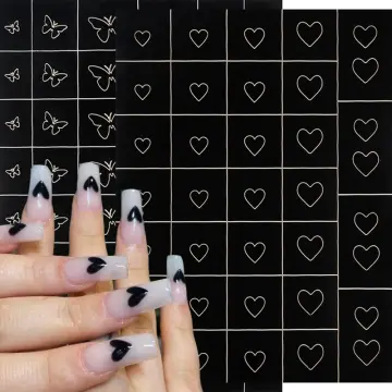 Airbrush Nail Art Stencils Sticker Love Heart Butterfly Number