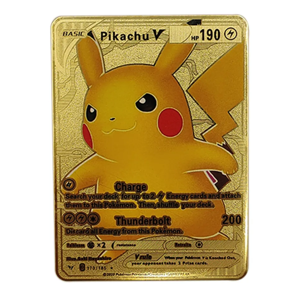 Newest 23Style ​Pokemon Vmax V GX EX PIKACHU Shiny Gold Metal Card Game Tag  Team Fighting Ordering Series Child Christmas Gift