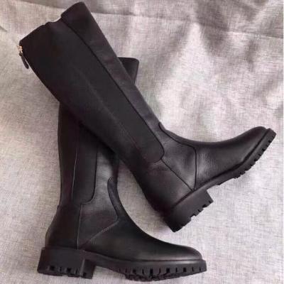 2023 new Tory Burch Cow leather stretch fabric high tube half zipper knee-length boots warm boots