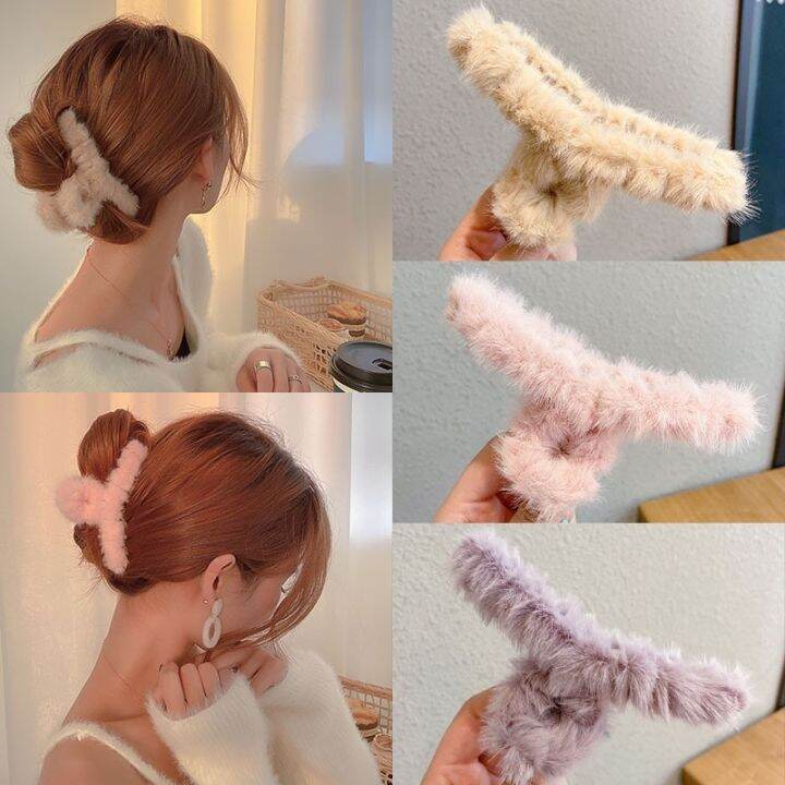 Korean Soft Furry Hair Claws Faux Fur Hair Clip Big Clamps Sweet Plush