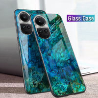 เคสโทรศัพท์สำหรับ OPPO Reno 10 Pro + ฝาหลังแฟชั่นลายหินอ่อนเคสซิลิโคนนิ่มกระจกเทมเปอร์แข็ง OPPO Reno ปลอกหุ้มสำหรับ OPPO 10 Pro Plus เคส